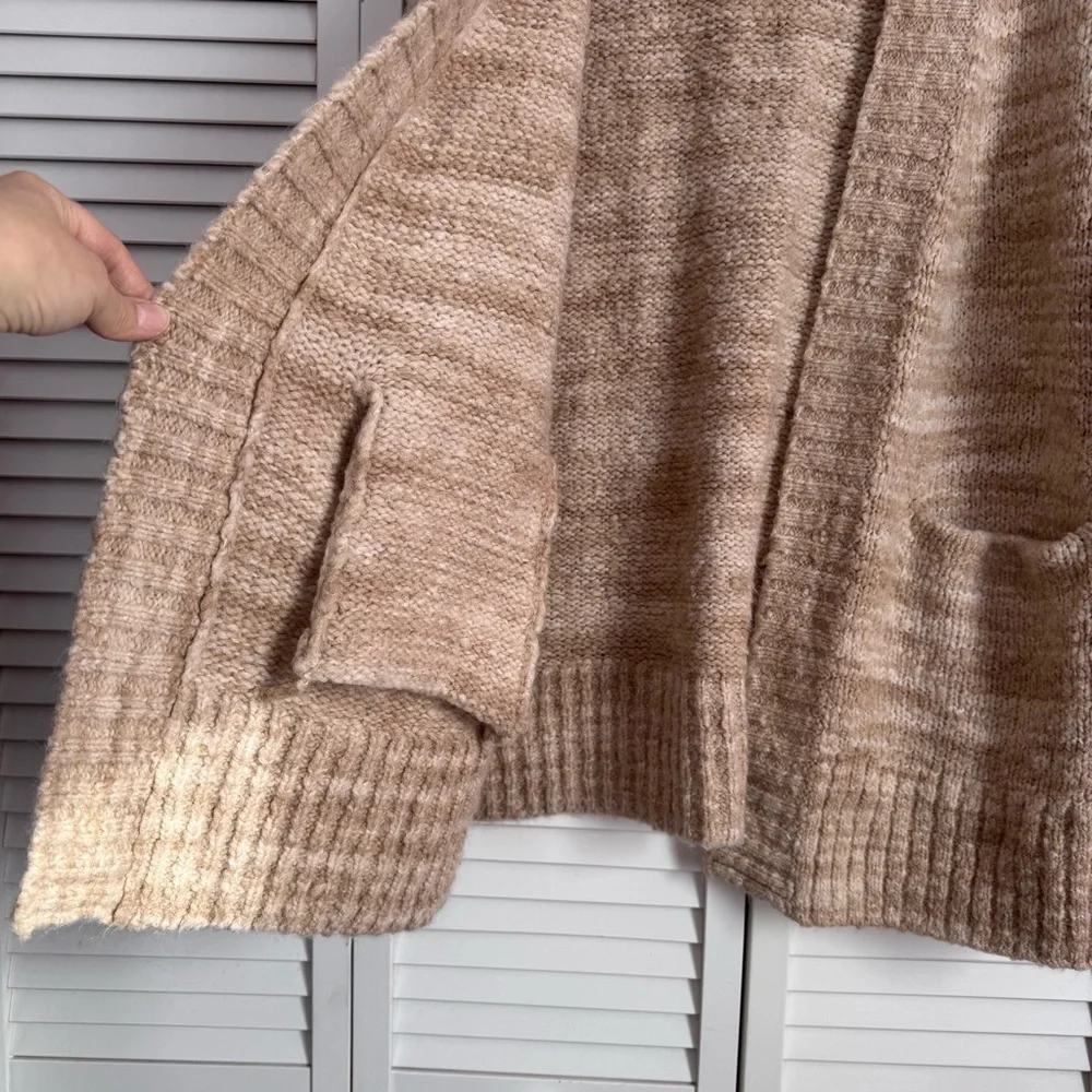 Madewell Wool Space-Dyed Long Oversized Cardigan Sweater Beige Medium